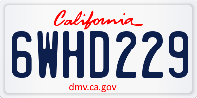 CA license plate 6WHD229