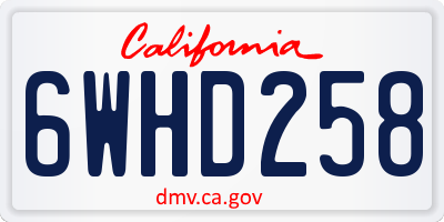CA license plate 6WHD258