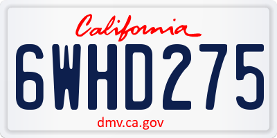 CA license plate 6WHD275