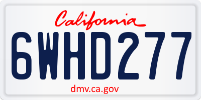 CA license plate 6WHD277