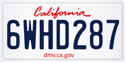 CA license plate 6WHD287