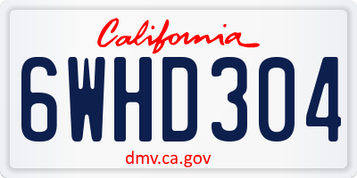 CA license plate 6WHD304