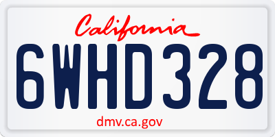 CA license plate 6WHD328