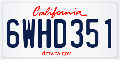 CA license plate 6WHD351