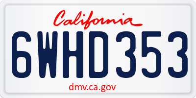 CA license plate 6WHD353