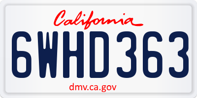 CA license plate 6WHD363