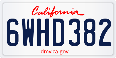 CA license plate 6WHD382