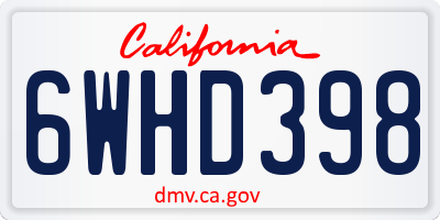 CA license plate 6WHD398