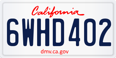 CA license plate 6WHD402