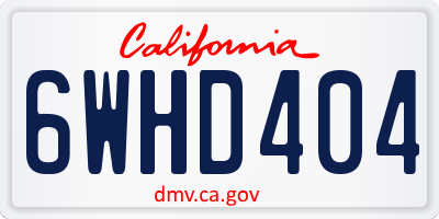 CA license plate 6WHD404