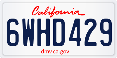 CA license plate 6WHD429