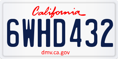 CA license plate 6WHD432