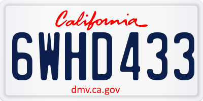CA license plate 6WHD433