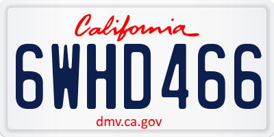 CA license plate 6WHD466