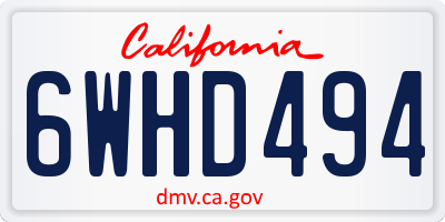 CA license plate 6WHD494