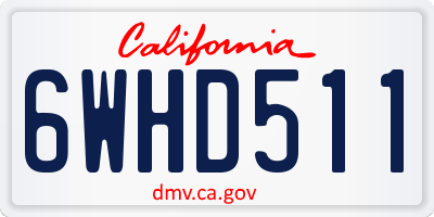 CA license plate 6WHD511