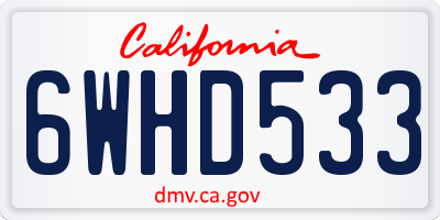 CA license plate 6WHD533
