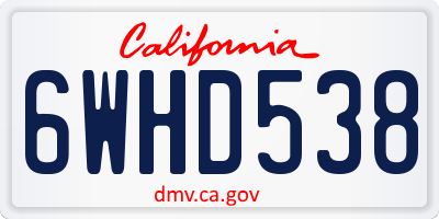 CA license plate 6WHD538