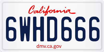CA license plate 6WHD666
