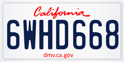 CA license plate 6WHD668