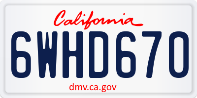 CA license plate 6WHD670