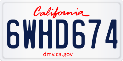 CA license plate 6WHD674