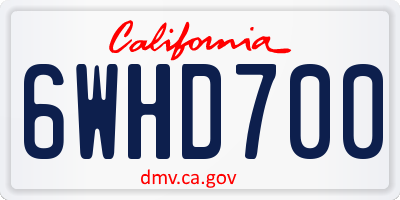 CA license plate 6WHD700