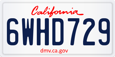 CA license plate 6WHD729