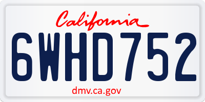 CA license plate 6WHD752