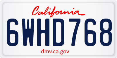 CA license plate 6WHD768