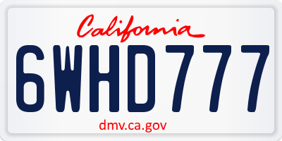 CA license plate 6WHD777