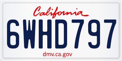 CA license plate 6WHD797