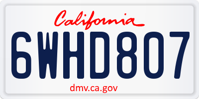 CA license plate 6WHD807