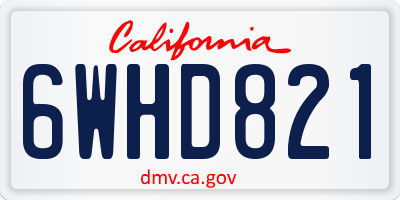 CA license plate 6WHD821