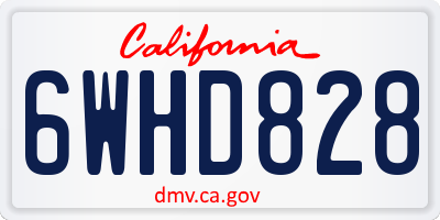CA license plate 6WHD828