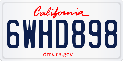 CA license plate 6WHD898