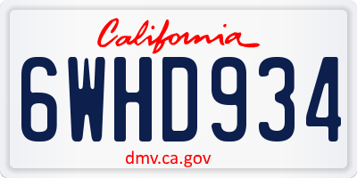 CA license plate 6WHD934
