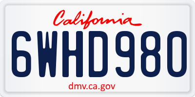CA license plate 6WHD980