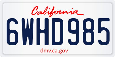 CA license plate 6WHD985