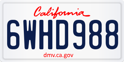 CA license plate 6WHD988