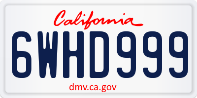 CA license plate 6WHD999