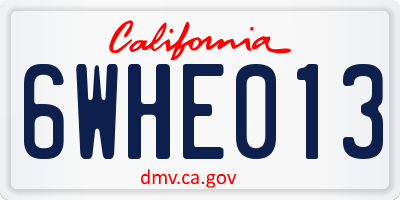 CA license plate 6WHE013