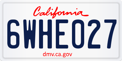 CA license plate 6WHE027