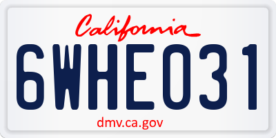 CA license plate 6WHE031