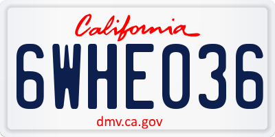 CA license plate 6WHE036