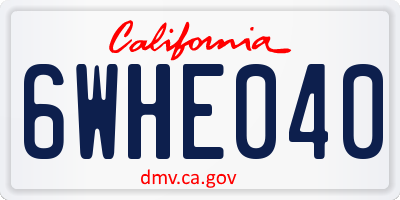 CA license plate 6WHE040