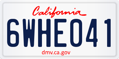 CA license plate 6WHE041
