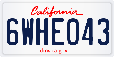 CA license plate 6WHE043