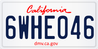 CA license plate 6WHE046