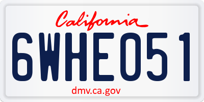 CA license plate 6WHE051